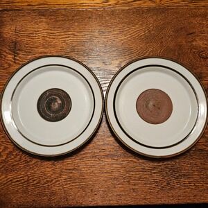 Innovation Brown‎ 100 Stoneware Dinner Plates Set of 2 Japan MCM 10.5 Inch